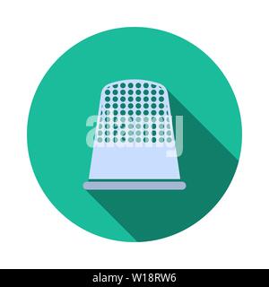 Tailor Thimble Icon. Flat Circle Stencil Design With Long Shadow. Vector Illustration. Stock Vector