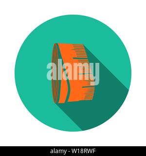 Tailor Measure Tape Icon. Flat Circle Stencil Design With Long Shadow. Vector Illustration. Stock Vector