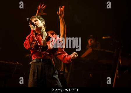 Pilton, Somerset, UK. 30th June, 2019. Christine and the Queens performs on the Other stage at Glastonbury Festival 2019 on Sunday 30 June 2019 at Worthy Farm, Pilton. Héloïse Adelaide Letissier. Picture by Julie Edwards. Credit: Julie Edwards/Alamy Live News Stock Photo
