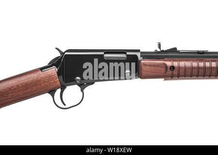 Old American wild west rifle isolated on white background Stock Photo