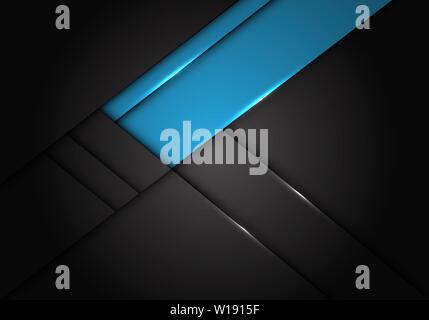 Abstract blue label overlap on dark grey metallic design modern futuristic background vector illustration. Stock Vector