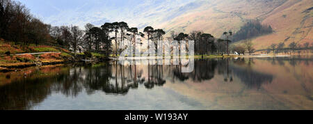 Mist view over Buttermere, Lake District National Park, Cumbria, England, UK Stock Photo