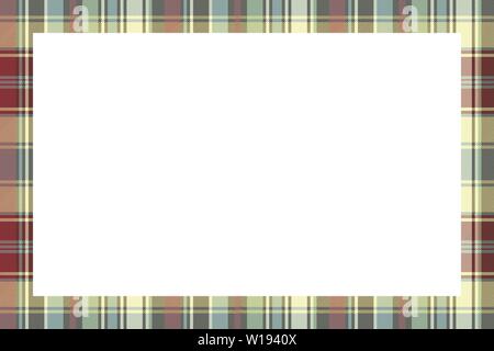 Rectangle frame vector vintage pattern design template. Border designs plaid fabric texture. Scottish tartan background for collage art, gif card, han Stock Vector