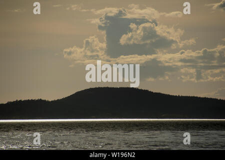 Views from West Beach, Whidbey Island,Washington at Sunset. Stock Photo