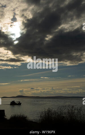 Views from West Beach, Whidbey Island,Washington at Sunset. Stock Photo