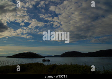 Views from West Beach, Whidbey Island,Washington at Sunset. Stock Photo