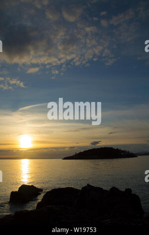 Views from West Beach, Whidbey Island,Washington at Sunset. Stock Photo