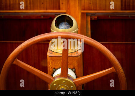 Ship steering wheel Stock Photo