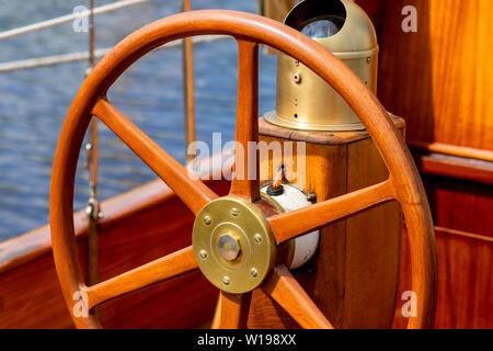 ship steering wheel Stock Photo