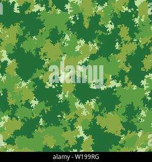 Green forest seamless pattern. Vector seamless pattern camouflage design. Classic woodland seamless vector camo. Camouflage fabric pattern. Stock Vector