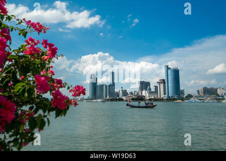 View on the Chinese city of Xiamen from Gulanyu Island, both located in Fujian Province Stock Photo