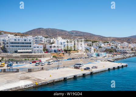 Gavrio pier on the greek island Andros, Cyclades, Greece Stock Photo