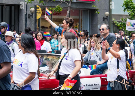 June 30, 2019 San Francisco / CA / USA - Kamala Harris participating at the 2019 San Francisco Pride Parade Stock Photo