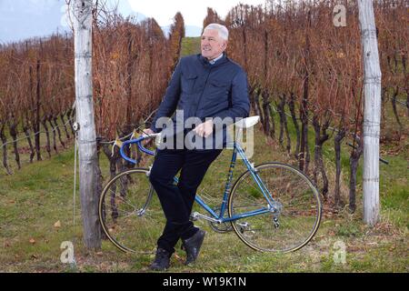 Italian former professional road bicycle racer Francesco Moser now wine producer, Maso Warth vinery in Trento, Trentino Alto Adige, Italy   Photo © Sa Stock Photo