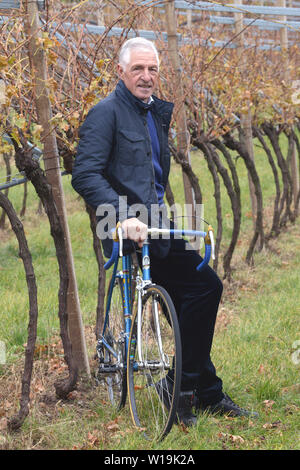 Italian former professional road bicycle racer Francesco Moser now wine producer, Maso Warth vinery in Trento, Trentino Alto Adige, Italy   Photo © Sa Stock Photo