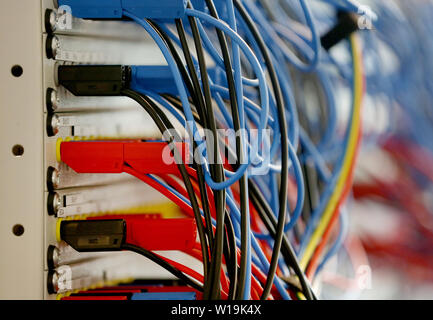 Essen, Germany. 01st July, 2019. The photo shows the technical room of the Innogy training centre. The energy company Innogy presents its training center for the defense against cyber attacks on power grids. Credit: Roland Weihrauch/dpa/Alamy Live News Stock Photo