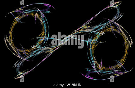 Fractal image on a dark background of colored lines intricately woven into a beautiful pattern . Stock Photo