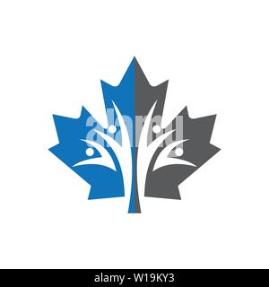 Marijuana Leaf with people logo design template Stock Vector