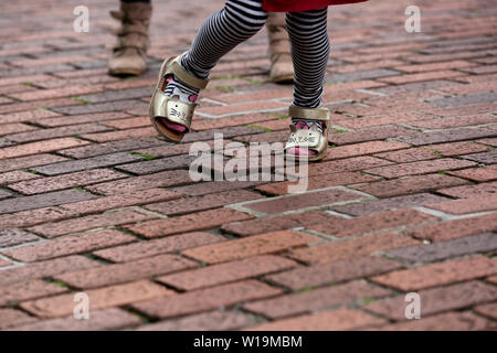 General views of a brick path on Chichester High Street, West Sussex, UK. Stock Photo