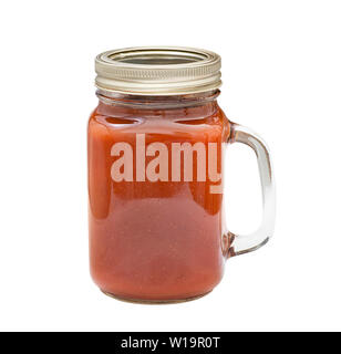 Homemade gourmet barbecue sauce in glass jar isolated on white background Stock Photo