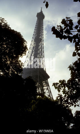 EIFFEL TOWER Paris wrought-iron lattice tower and the most well known tourist sight in the city Stock Photo