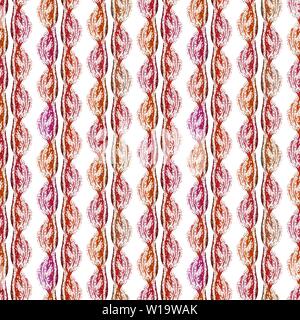 Vibrant abstract red and orange waves in vertical striping design. Seamless geometric vector pattern on cream white background. Great for beauty Stock Vector