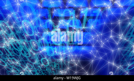 Video game computer code, tech abstract shapes, digital transformation immersive technology Stock Photo
