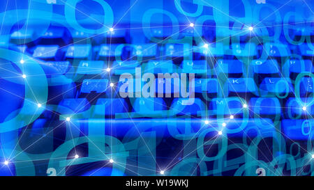 Computer cyber attack target, circle dots and lines algorithm Stock Photo