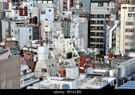 urban buildings roofs Shinjuku Tokyo Japan Stock Photo