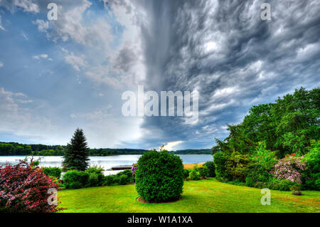 Thunderstorm in Poenitz am See, Germany, Europe Stock Photo