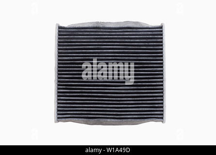 The top side of dirty air conditioning filters isolated on white background with clipping path. Car, automotive services parts. Stock Photo