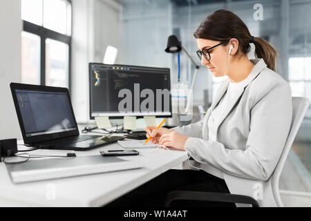 businesswoman with notebook working at office Stock Photo