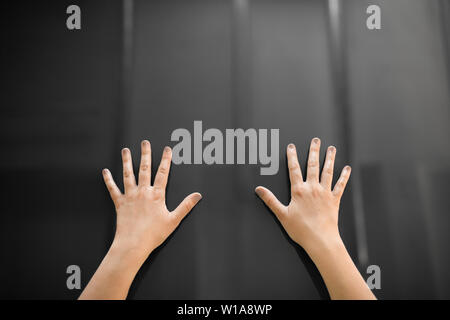 hand using black interactive panel Stock Photo