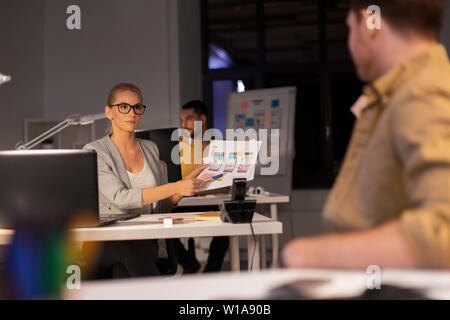 designers or software developers at night office Stock Photo