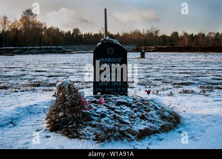 The memorial to Anne and Margot Frank at Bergen Belsen Concentration Camp in Germany Stock Photo