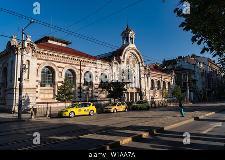 Sofia, Bulgaria - May 2, 2019: Knyaginya Maria Louise Boulevard and Central Sofia Market building. Stock Photo