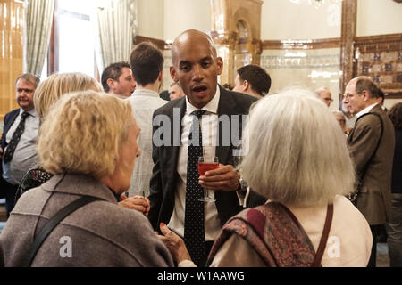 London, England, UK. 01 July 2019. Chuka Umuna MP and Liberal Democrat London Mayoral candidate attend a fundraiser at the National Liberal Club in Whitehall. Credit: Peter Hogan/Alamy Stock Photo