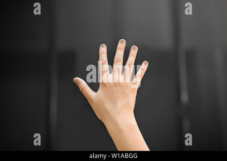 hand using black interactive panel Stock Photo