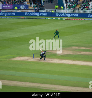 28th June 2019 - NZ batsman ducking under a bouncer during their 2019 ICC Cricket World Cup game against Pakistan at Edgbaston, UK Stock Photo