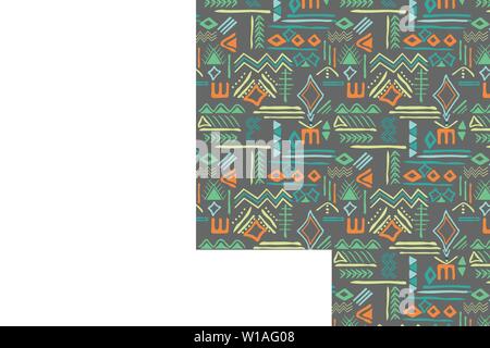 Tribal art pattern. Ethnic geometric print. Aztec colorful repeating background texture. Stock Vector
