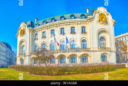 The Art Nouveau mansion of French Embassy is one of the most beautiful edifice on Schwarzenberg Square in Vienna, Austria Stock Photo