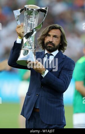 Udine, Italy. 30th June, 2019. firo: 30.06.2019, Football, International, UEFA U21 European Championship 2019, Final, Germany - Spain, Andrea Pirlo, half figure, Cup, | usage worldwide Credit: dpa/Alamy Live News Stock Photo