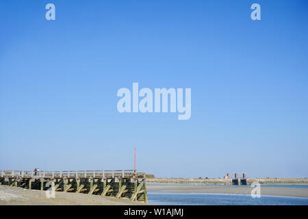 Wooden Jetty, Le Crotoy, Somme, Hauts-de-France, France Stock Photo