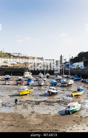 Porthleven, Cornwall, UK. Harbour at low tide. Stock Photo