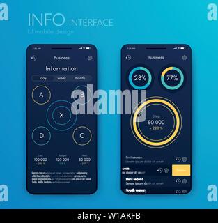 Vector graphics mobile infographics with three and four options. Template for creating mobile applications, workflow layout, diagram, banner, web Stock Vector