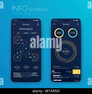Vector graphics mobile infographics with three and four options. Template for creating mobile applications, workflow layout, diagram, banner, web Stock Vector
