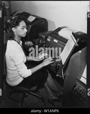 [African-American woman] teletype operator. Stock Photo