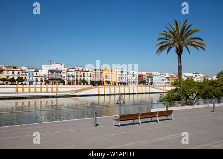 Promenade at the river Rio Guadalquivir, Sevilla, Andalusia, Spain Stock Photo