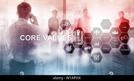 Core values concept on virtual screen. Business and finance solutions Stock Photo