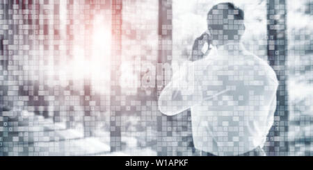 Digital Binary Code Business background. Matrix Abstract futuristic wallpaper Stock Photo
